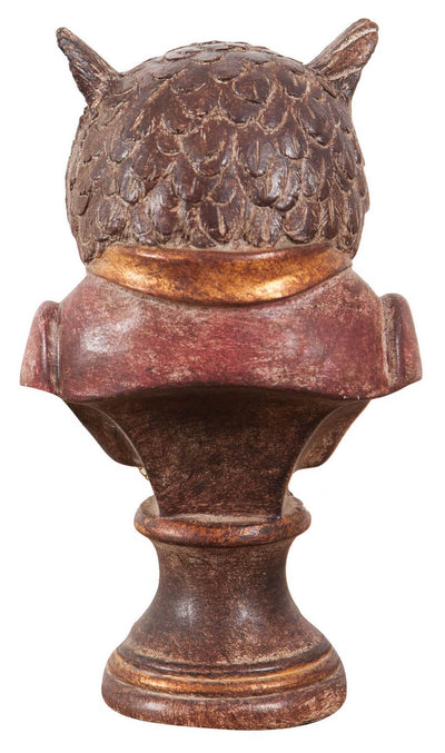 Biscottini Gufo con orologio in resina dipinta L10xPR10xH18 cm Statuetta raffigurante busto