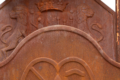 Biscottini Piastra da camino in fusione di ghisa ruggine al naturale realizzata decorata