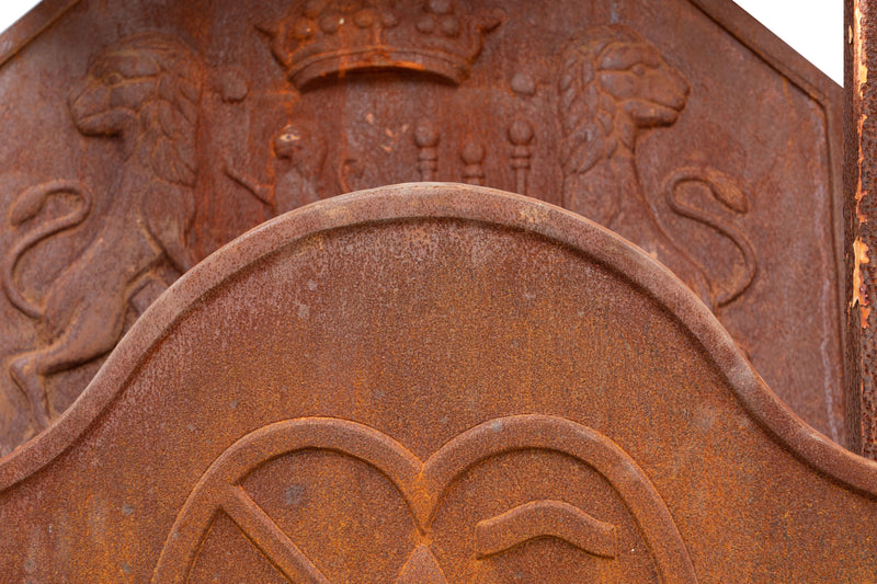 Biscottini Piastra da camino in fusione di ghisa ruggine al naturale realizzata decorata