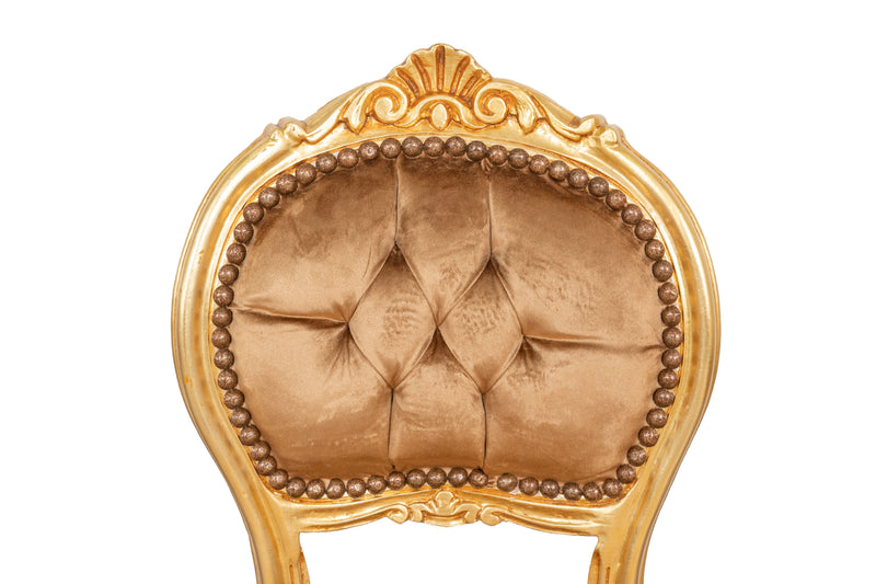 Biscottini Sedia poltroncina stile francese Luigi XVI in legno massello di faggio finitura oro