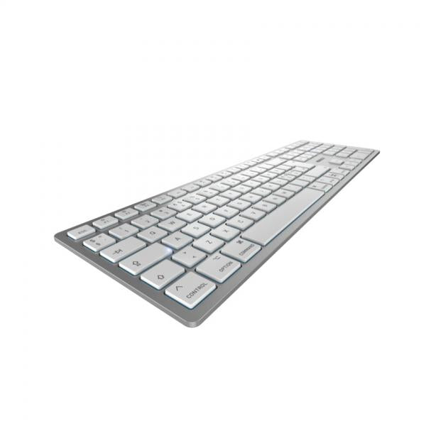 CHERRY KW 9100 SLIM FOR MAC tastiera Universale USB + Bluetooth QWERTY Inglese Argento (CHERRY KW 9100 SLIM - Keyboard - wireless - 2.4 GHz, Bluetooth 4.0 - QWERTY - UK - key switch: CHERRY SX - whit