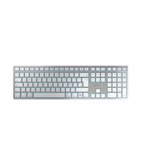 CHERRY KW 9100 SLIM FOR MAC tastiera Universale USB + Bluetooth QWERTY Inglese Argento (CHERRY KW 9100 SLIM - Keyboard - wireless - 2.4 GHz, Bluetooth 4.0 - QWERTY - UK - key switch: CHERRY SX - whit