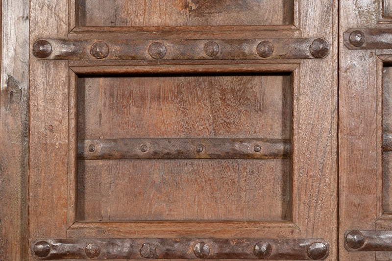 Biscottini Porta portone in legno massello e ferro da interno o da esterno vecchia e antica medievale scorrevole