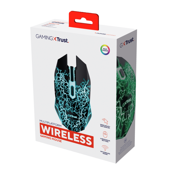 Mouse Ottico Trust 24750 - Optical Wireless senza fili - 6 pulsanti - Luci Led - Nero
