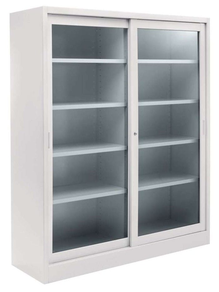 Armadio archiviazione da ufficio con ante scorrevoli in vetro cm. 120x60x200h