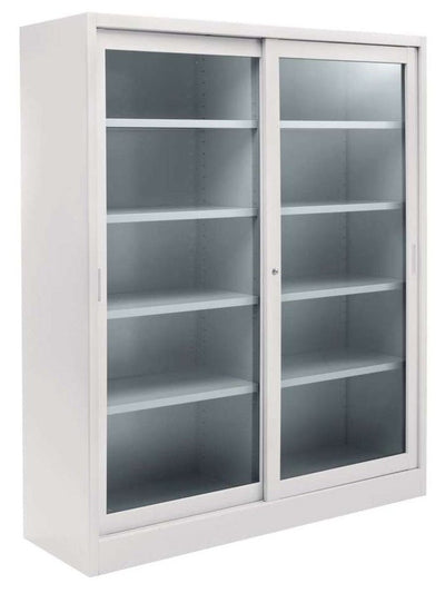 Armadio archiviazione da ufficio con ante scorrevoli in vetro cm. 120x60x200h