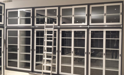 Armadio metallico archivio da ufficio con ante a vetri cm. 150x37,5x200H