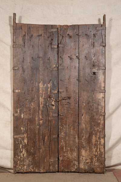 Biscottini Porta portone in legno massello e ferro da interno o da esterno vecchia e antica medievale scorrevole