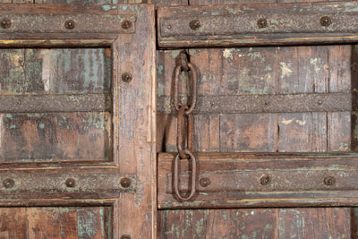 Biscottini Porta portone in legno massello e ferro da interno o da esterno vecchia e antica medievale scorrevole
