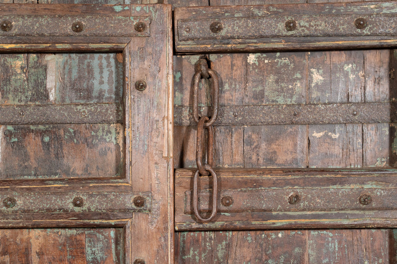 Biscottini Porta portone in legno massello e ferro da interno o da esterno vecchia e antica medievale scorrevole