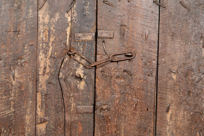 Biscottini Porta portone in legno massello e ferro da interno o da esterno vecchia e antica medievale scorrevole