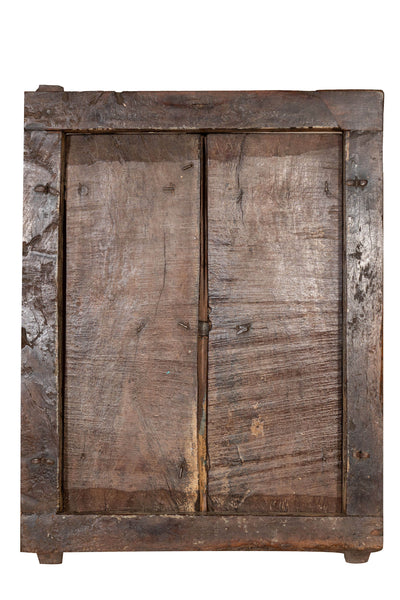 Biscottini Finestra finestrina grata in legno massello e in ferro antica e vecchia medievale con telaio da interno o da esterno