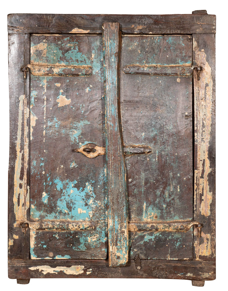 Biscottini Finestra finestrina grata in legno massello e in ferro antica e vecchia medievale con telaio da interno o da esterno