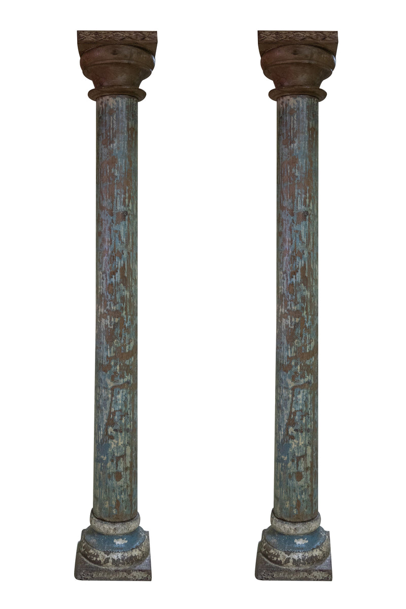 Biscottini Coppia di colonne in legno massello di teak