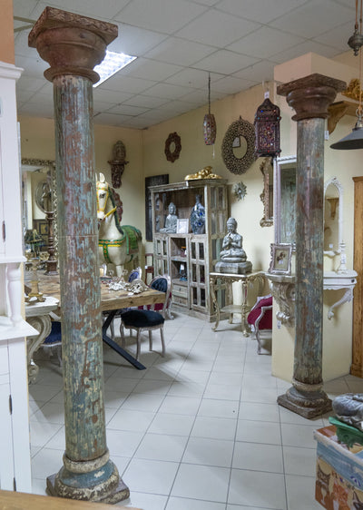 Biscottini Coppia di colonne in legno massello di teak