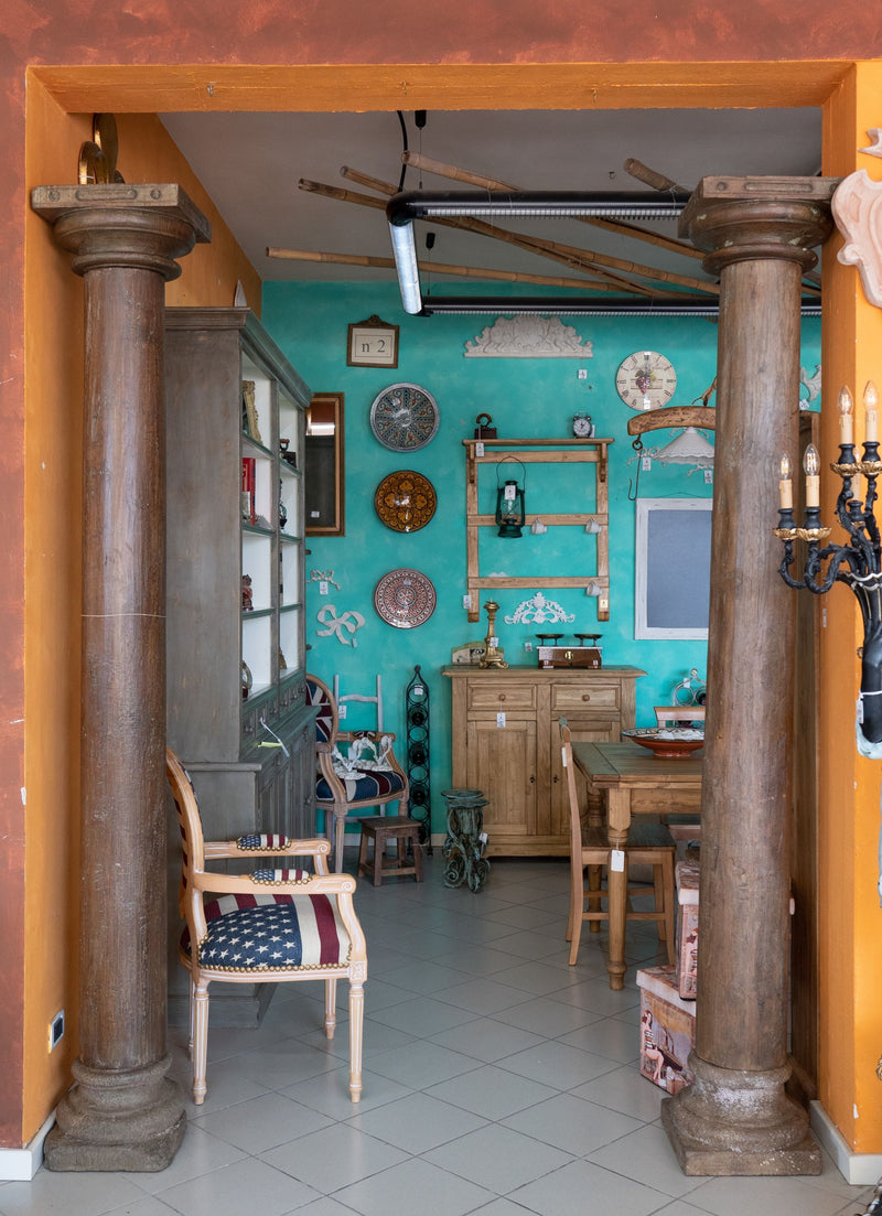 Biscottini Coppia di colonne in legno massello di teak