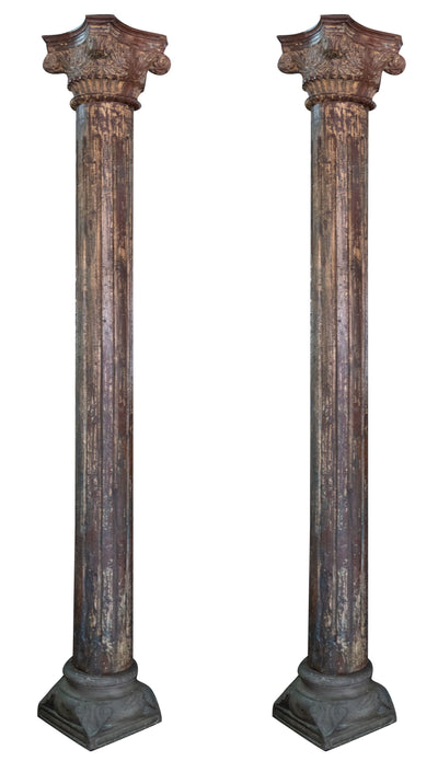 Biscottini Coppia di colonne in legno massello di teak