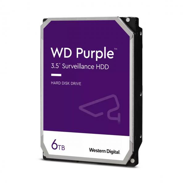 Hard Disk WD Purple WD64PURZ - 6Tb (6000GB) - SATA3 / 600 - 5640 RPM - Buffer 128 MB Cache - Ideali per videosorveglianza