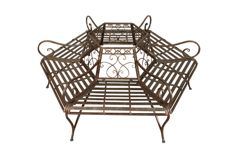 Biscottini Panchina ad albero in ferro battuto finitura ruggine anticata L153xPR153xH86 cm