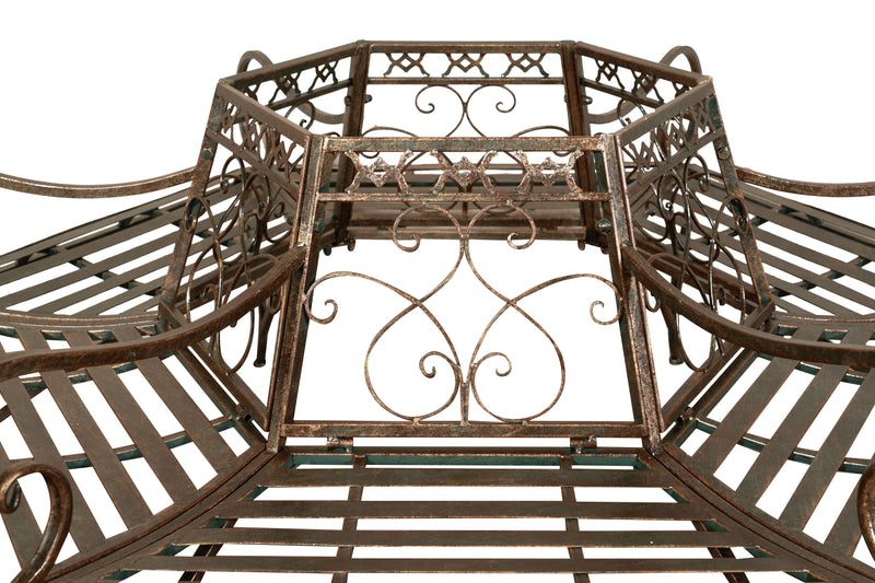 Biscottini Panchina ad albero in ferro battuto finitura ruggine anticata L153xPR153xH86 cm