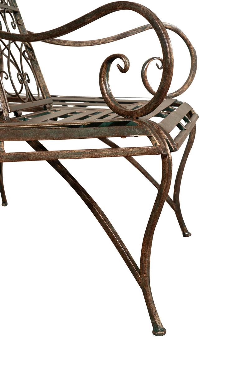 Biscottini Panchina ad albero in ferro battuto finitura ruggine anticata L153xPR153xH86 cm