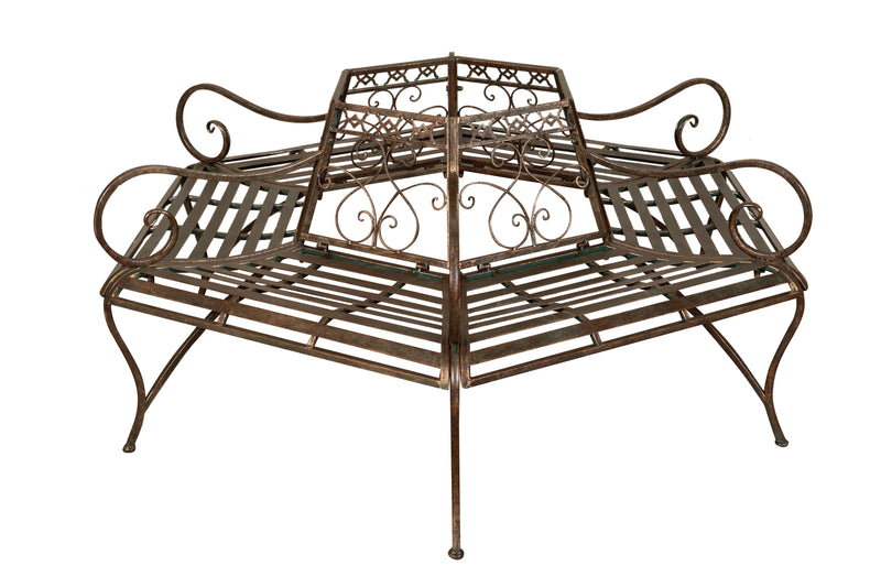 Biscottini Panchina ad albero in ferro battuto finitura ruggine anticata L153xPR153xH86 cm