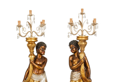 Biscottini Coppia di mori con luci dipinti a mano lampadario dimensioni larghezza Offerta