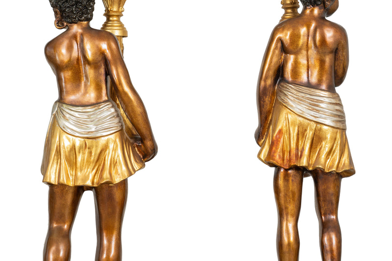 Biscottini Coppia di mori con luci dipinti a mano lampadario dimensioni larghezza Offerta