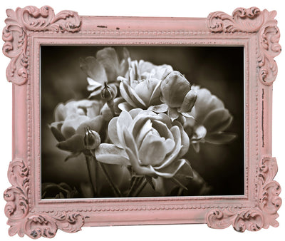 Biscottini Portafoto da appoggio verticale/orizzontale in resina finitura rosa anticata L20xPR2,5xH25 cm