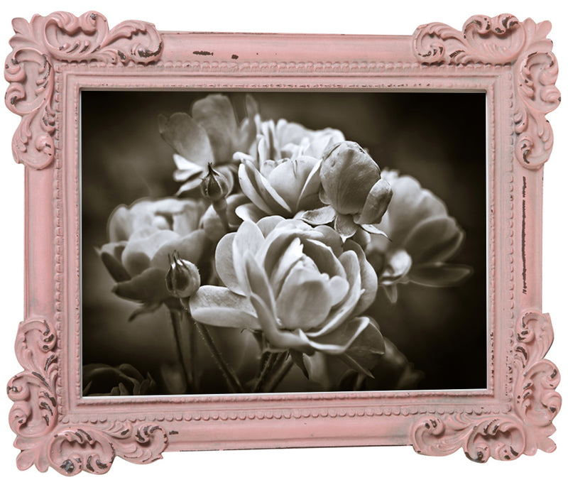 Biscottini Portafoto da appoggio verticale/orizzontale in resina finitura rosa anticata L20xPR2,5xH25 cm