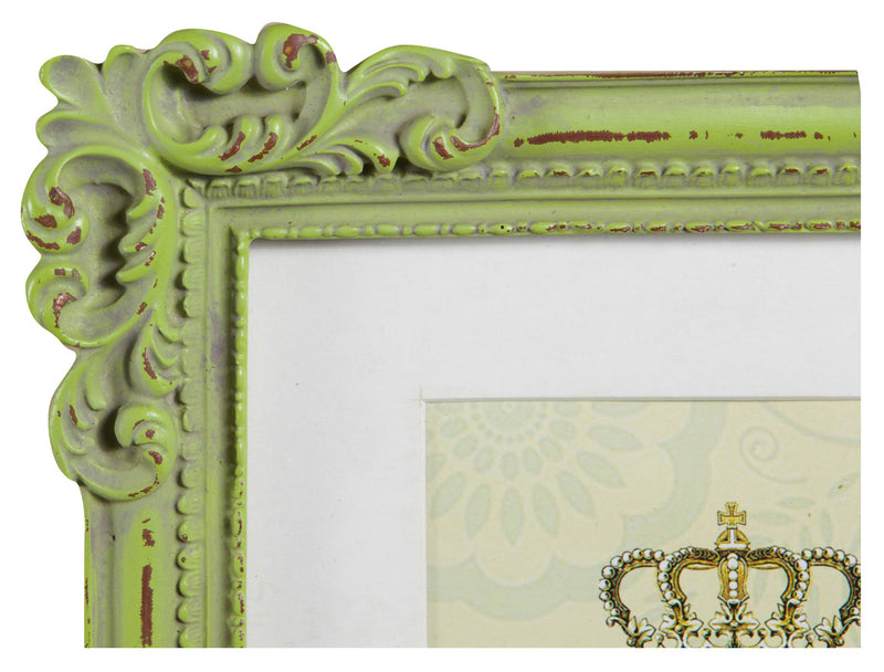 Biscottini Portafoto da appoggio verticale/orizzontale in resina finitura verde anticata L20xPR2,5xH25 cm