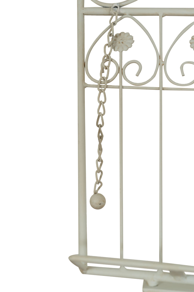 Biscottini Leggio da terra in ferro battuto pieno finitura bianca anticata L46xPR32xH90-170 cm