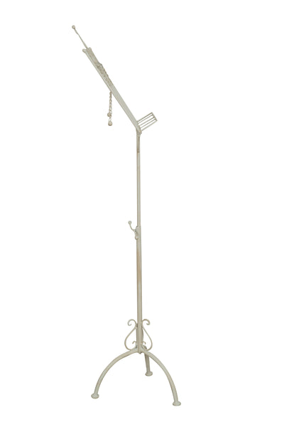 Biscottini Leggio da terra in ferro battuto pieno finitura bianca anticata L46xPR32xH90-170 cm