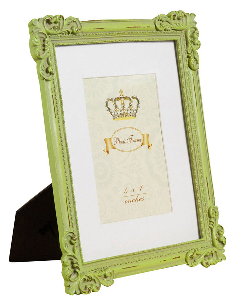 Biscottini Portafoto da appoggio verticale/orizzontale in resina finitura verde anticata L26xPR2xH31 cm