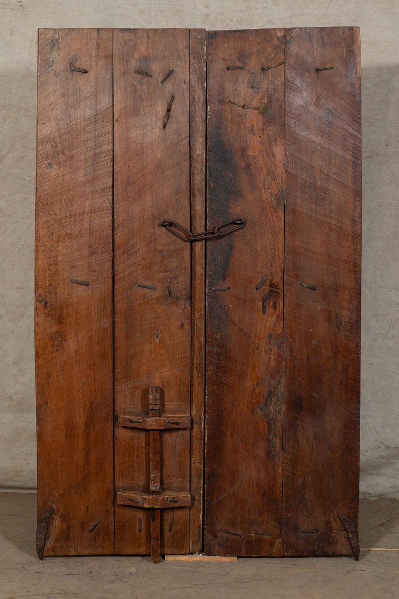 Biscottini Porta portone in legno massello e ferro da interno o da esterno vecchia e antica medievale scorrevole