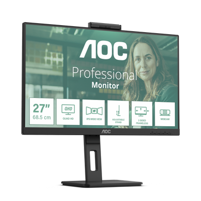 AOC MONITOR 27 LED IPS QHD 16:9 4MS 350 CDM, WEBCAM, PIVOT, DP/2HDMI, MULTIMEDIALE