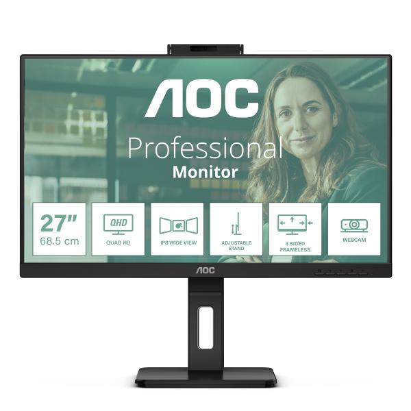 AOC MONITOR 27 LED IPS QHD 16:9 4MS 350 CDM, WEBCAM, PIVOT, DP/2HDMI, MULTIMEDIALE