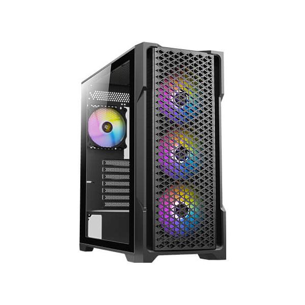 Antec AX90 Midi Tower Nero (ANTEC AX90 Case, Black, Mid Tower, 1 x USB 3.0 / 2 x USB 2.0, Tempered Glass Side WIndow Panel, Diamond-Shaped Mesh Front Panel for Excellent Cooling Performance, 4 x Addr