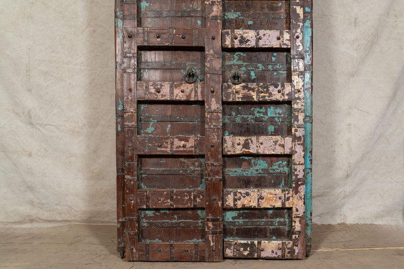 Biscottini Porta portone in legno massello e ferro da interno o da esterno vecchia e antica medievale scorrevole