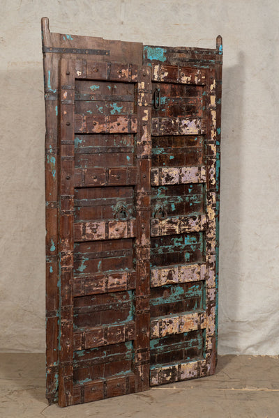 Biscottini Porta portone in legno massello e ferro da interno o da esterno vecchia e antica medievale scorrevole