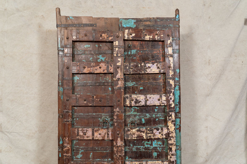 Biscottini Porta portone in legno massello e ferro da interno o da esterno vecchia e antica medievale scorrevole