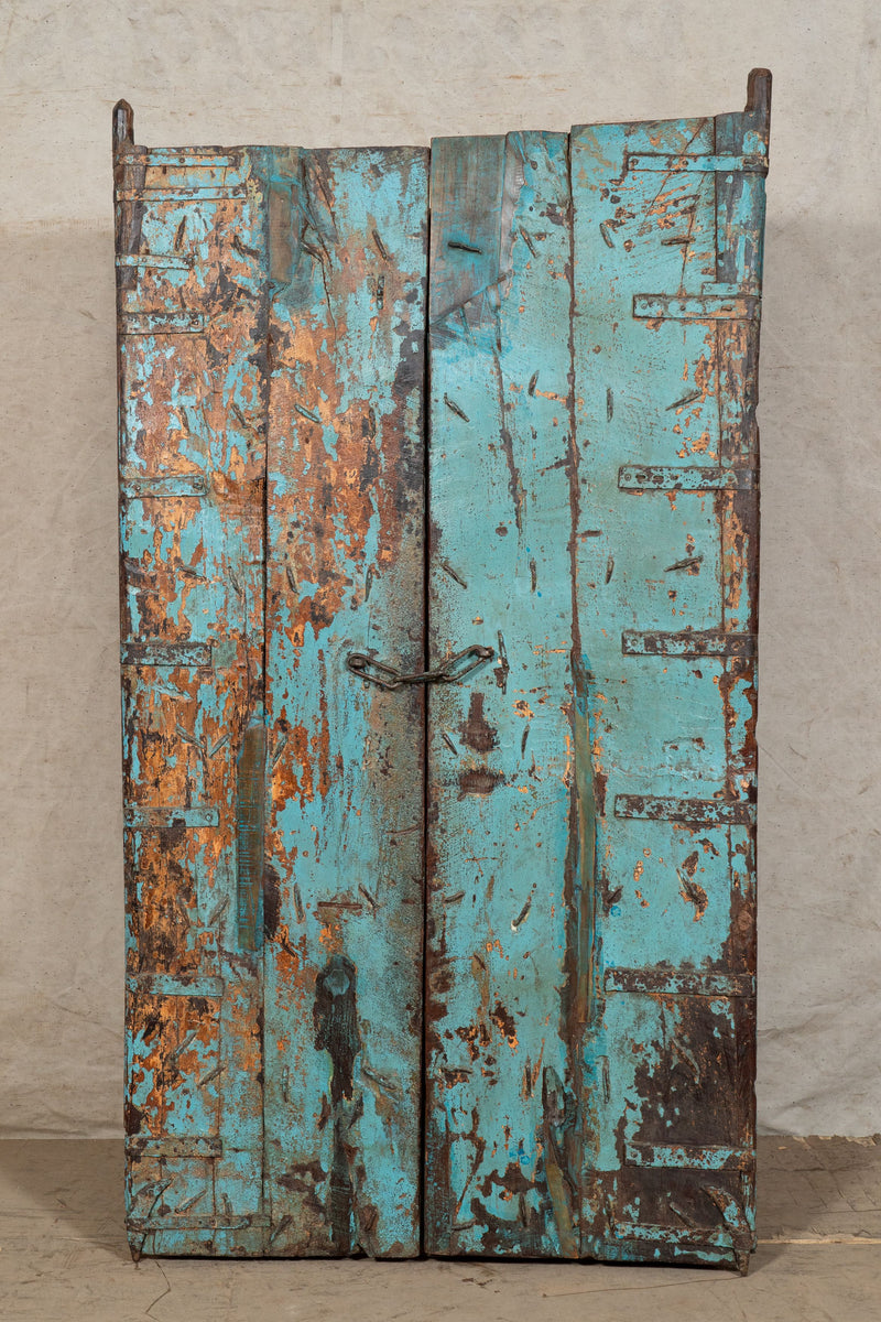 Biscottini Porta portone in legno massello e ferro da interno o da esterno vecchia e antica medievale scorrevole