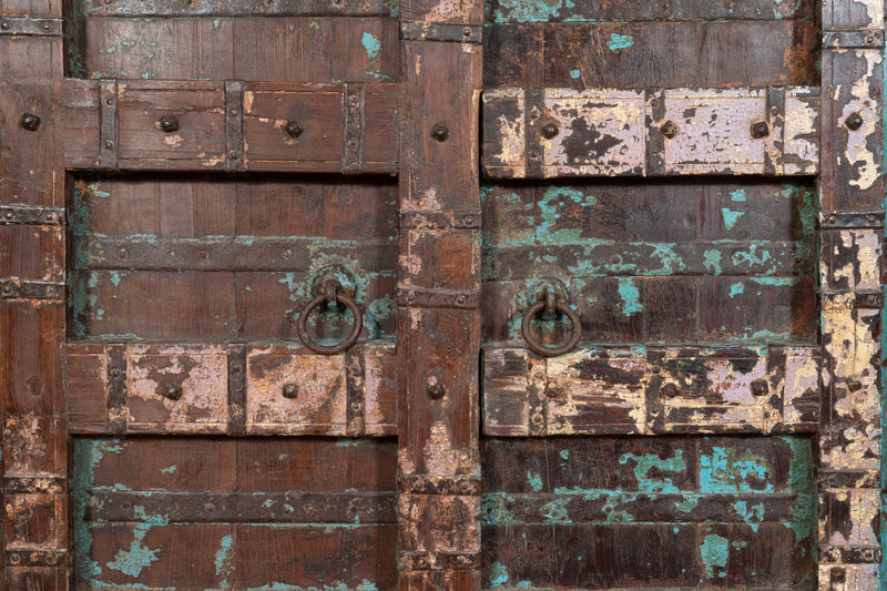 Biscottini Porta portone in legno massello e ferro da interno o da esterno vecchia e antica medievale scorrevole