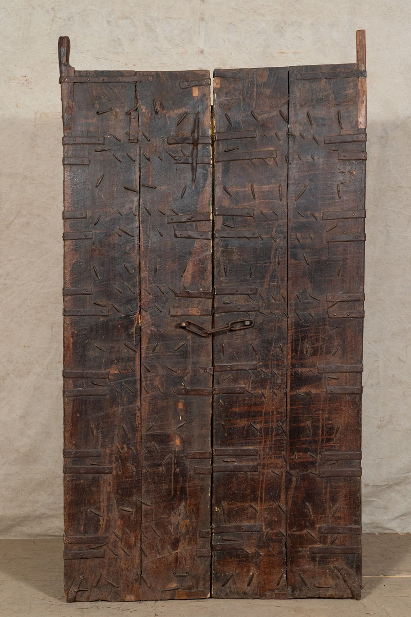 Biscottini Porta portone in legno massello e ferro da interno o da esterno vecchia e antica medievale scorrevole