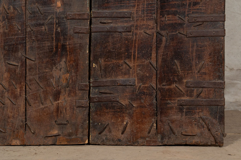 Biscottini Porta portone in legno massello e ferro da interno o da esterno vecchia e antica medievale scorrevole