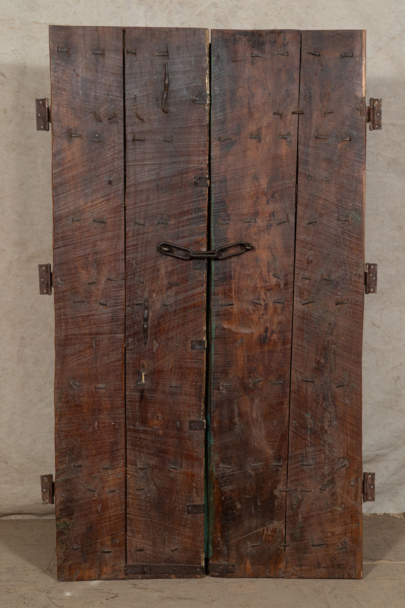 Biscottini Porta portone in legno massello e ferro da interno o da esterno vecchia e antica medievale scorrevole