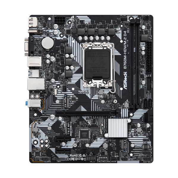 ASRock B760M-HDV/M.2 D4 - Motherboard - micro ATX - LGA1700-Sockel - B760 Chipsatz - USB-C 3.2 Gen 1, USB 3.2 Gen 1 - Gigabit LAN - Onboard-Grafik (CPU erforderlich)