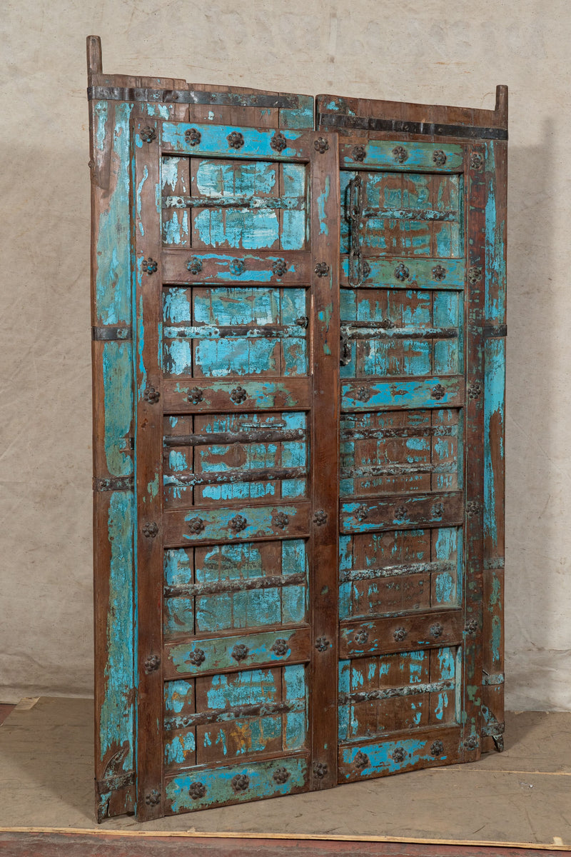 Biscottini Porta portone in legno massello e ferro da interno o da esterno vecchia e antica medievale scorrevole