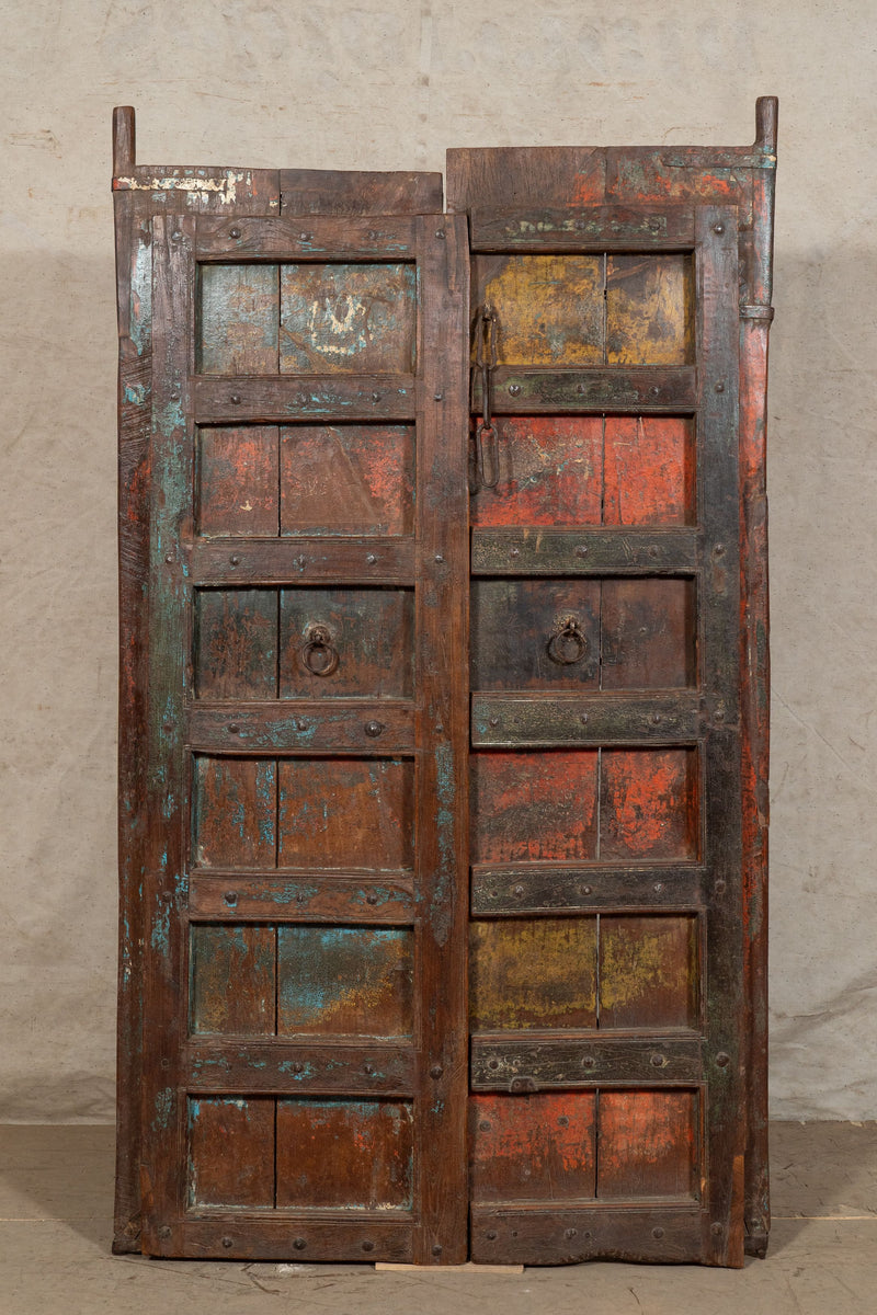 Biscottini Porta portone in legno massello e ferro da interno o da esterno vecchia e antica medievale scorrevole