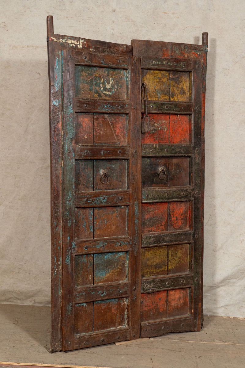 Biscottini Porta portone in legno massello e ferro da interno o da esterno vecchia e antica medievale scorrevole